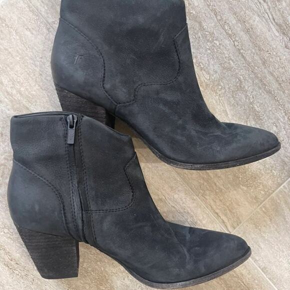 Frye black nubuck leather western style booties  sz 9 NEW - Picture 2 of 12